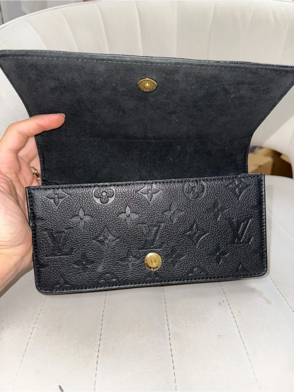 Louis Vuitton Black Monogram Empreinte Wallet on Chain Lily